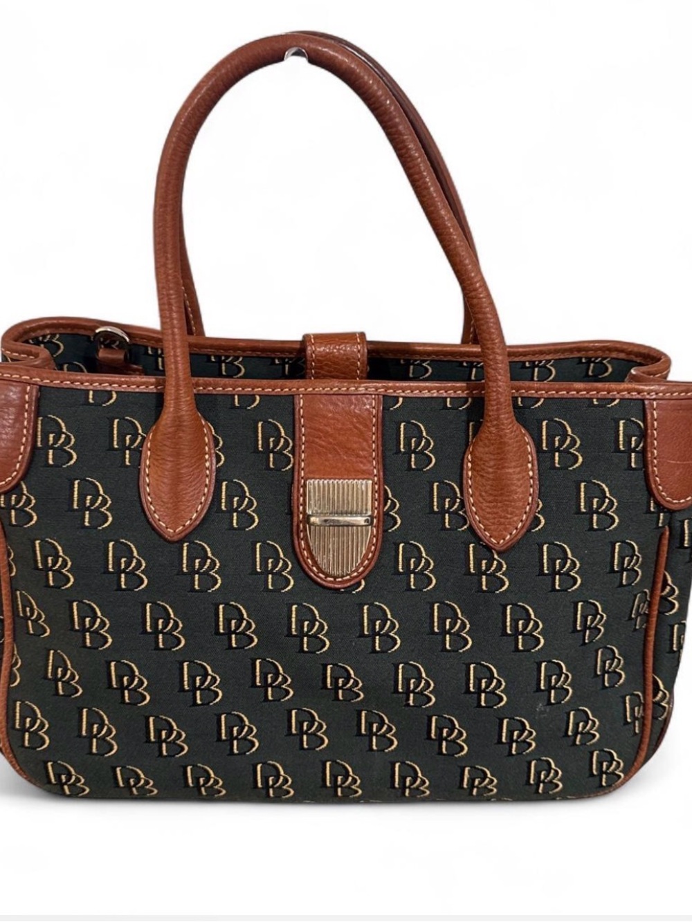 Signature Monogram Dooney & Bourke tote with Brown Leather Trim